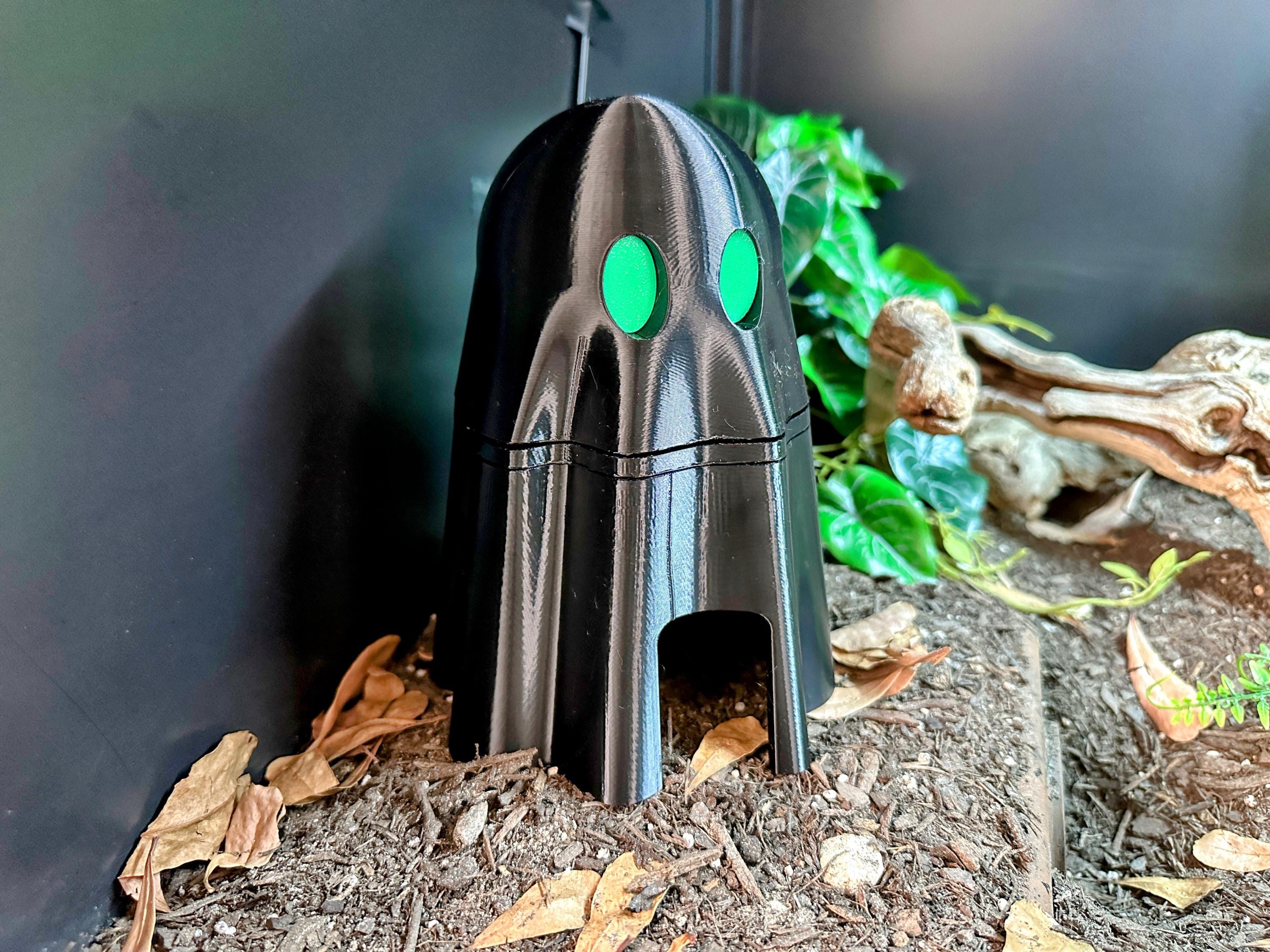 Ghost Humid Hide for Reptiles – Halloween Terrarium Decor with Shedding Support