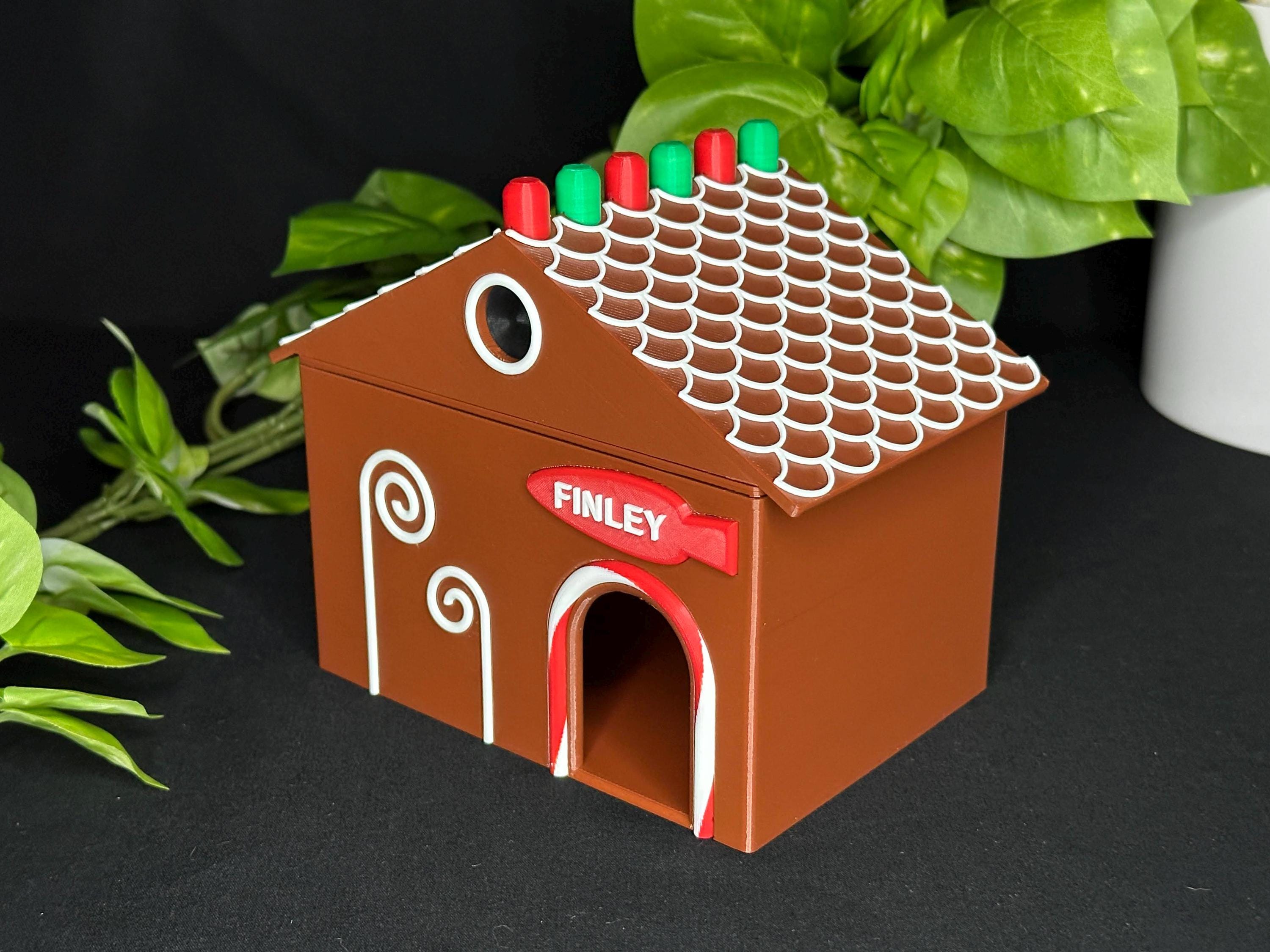 Gingerbread House Humid Hide for Reptiles – Festive Holiday Terrarium Decor with Shedding Support