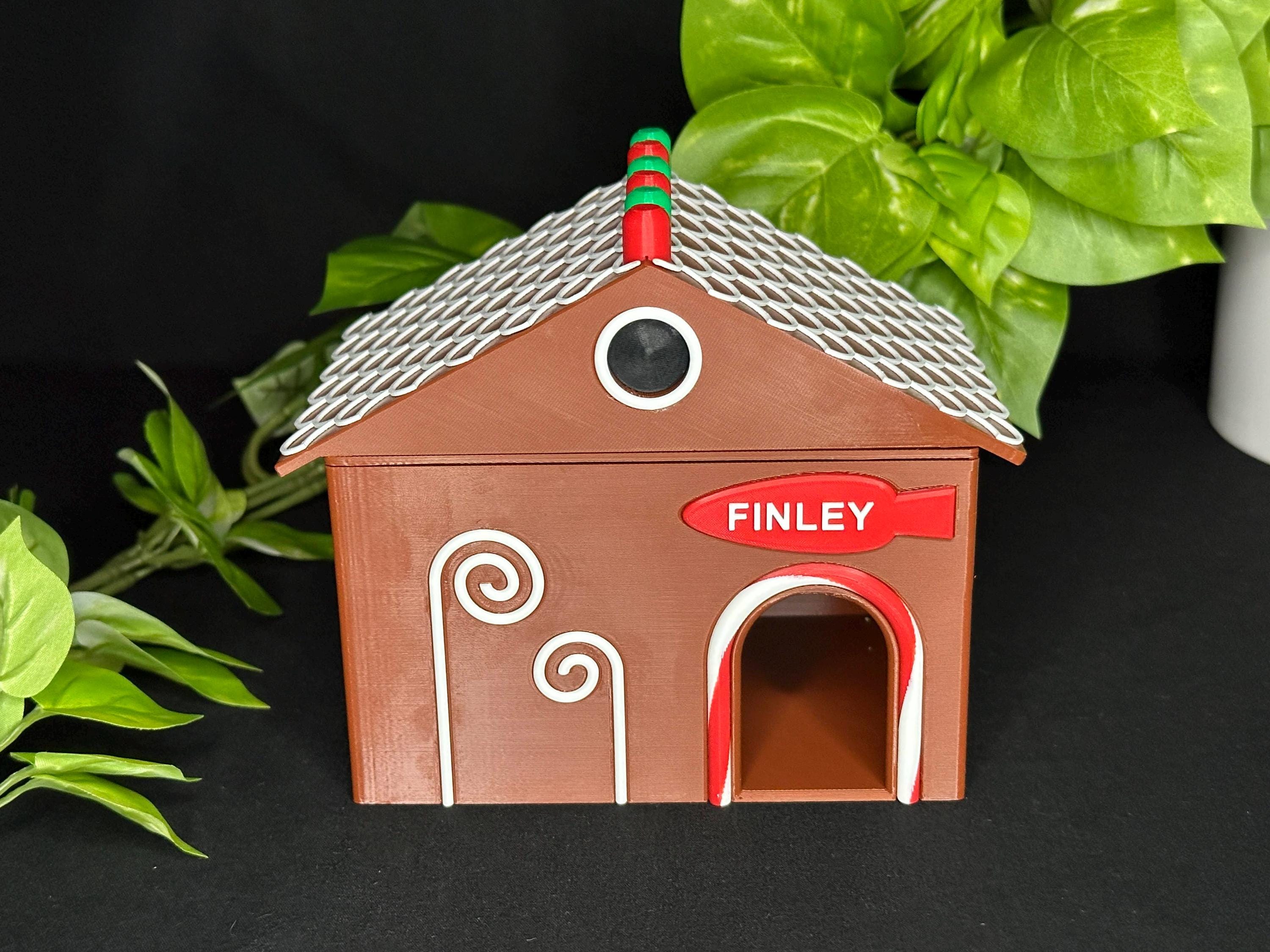 Gingerbread House Humid Hide for Reptiles – Festive Holiday Terrarium Decor with Shedding Support