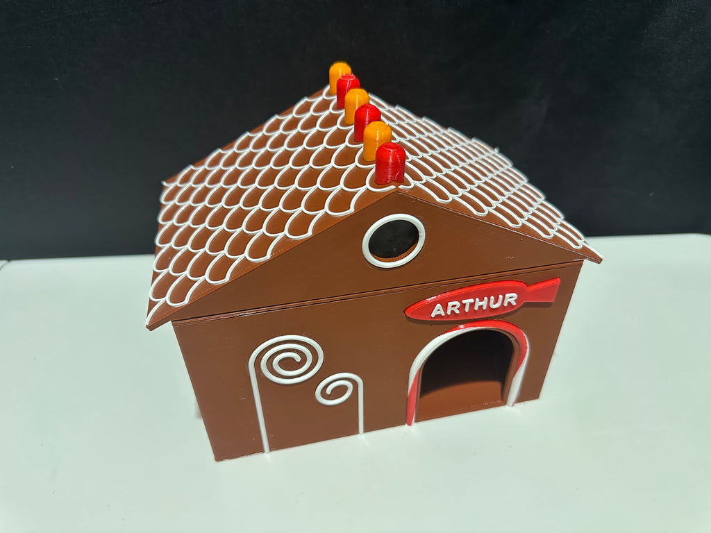 Gingerbread House Humid Hide for Reptiles – Festive Holiday Terrarium Decor with Shedding Support